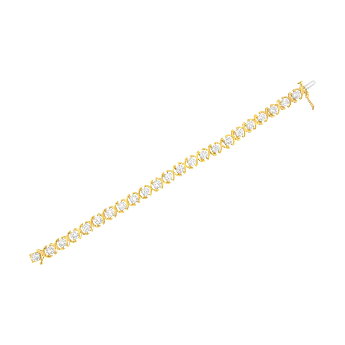 Pulsera "XOXO" de Oro Amarillo de 10K en Plata Esterlina con Diamantes de 2 cttw (Claridad J-K, Color I1-I2) - Talla 7.25"