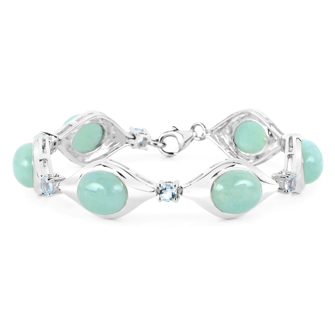 Pulsera de Plata de Primera Ley .925 con Aguamarina Genuina de 39.72 Quilates