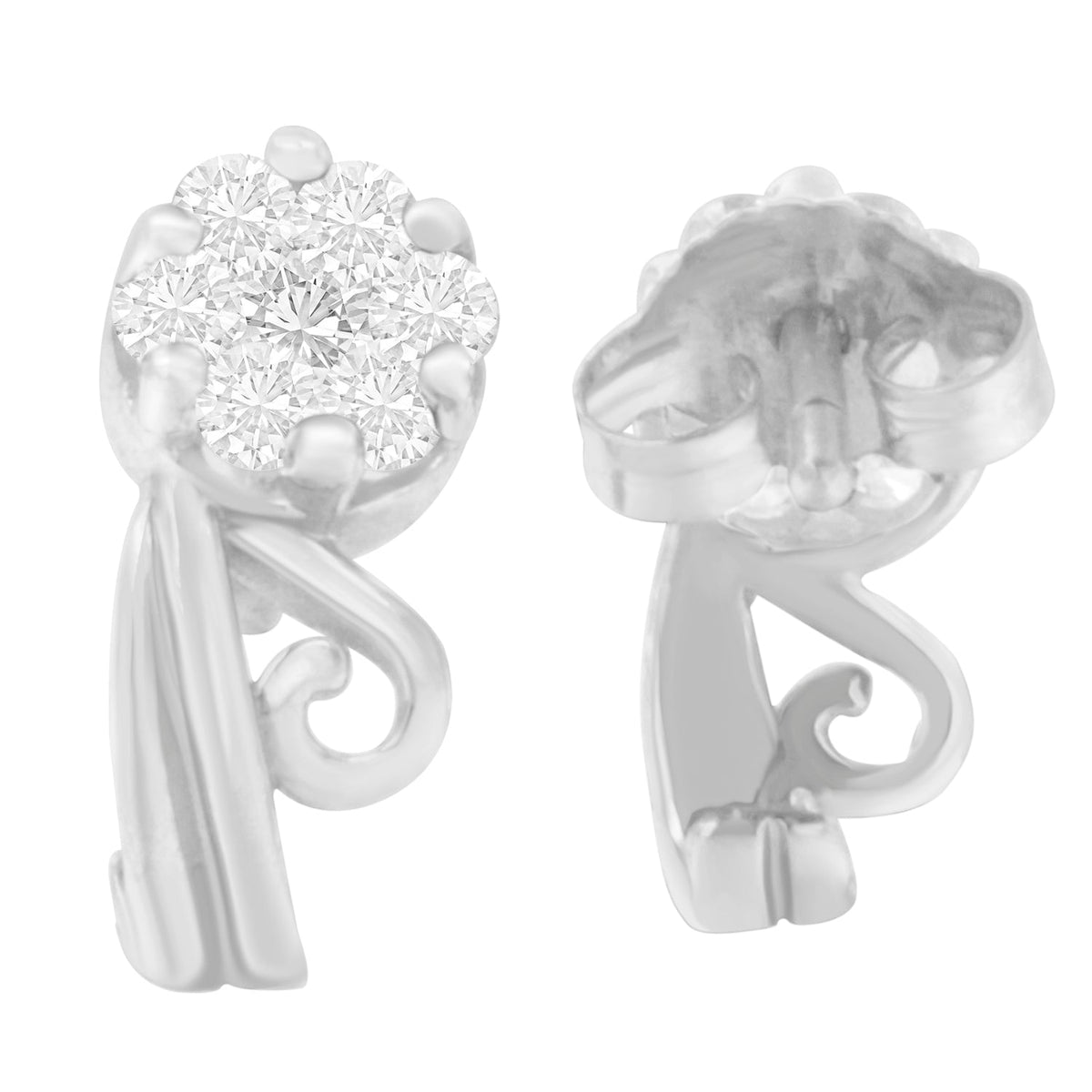 Pendientes de oro blanco de 14 quilates con diamantes redondos de 1/2 quilate en total (H-I, I1-I2)