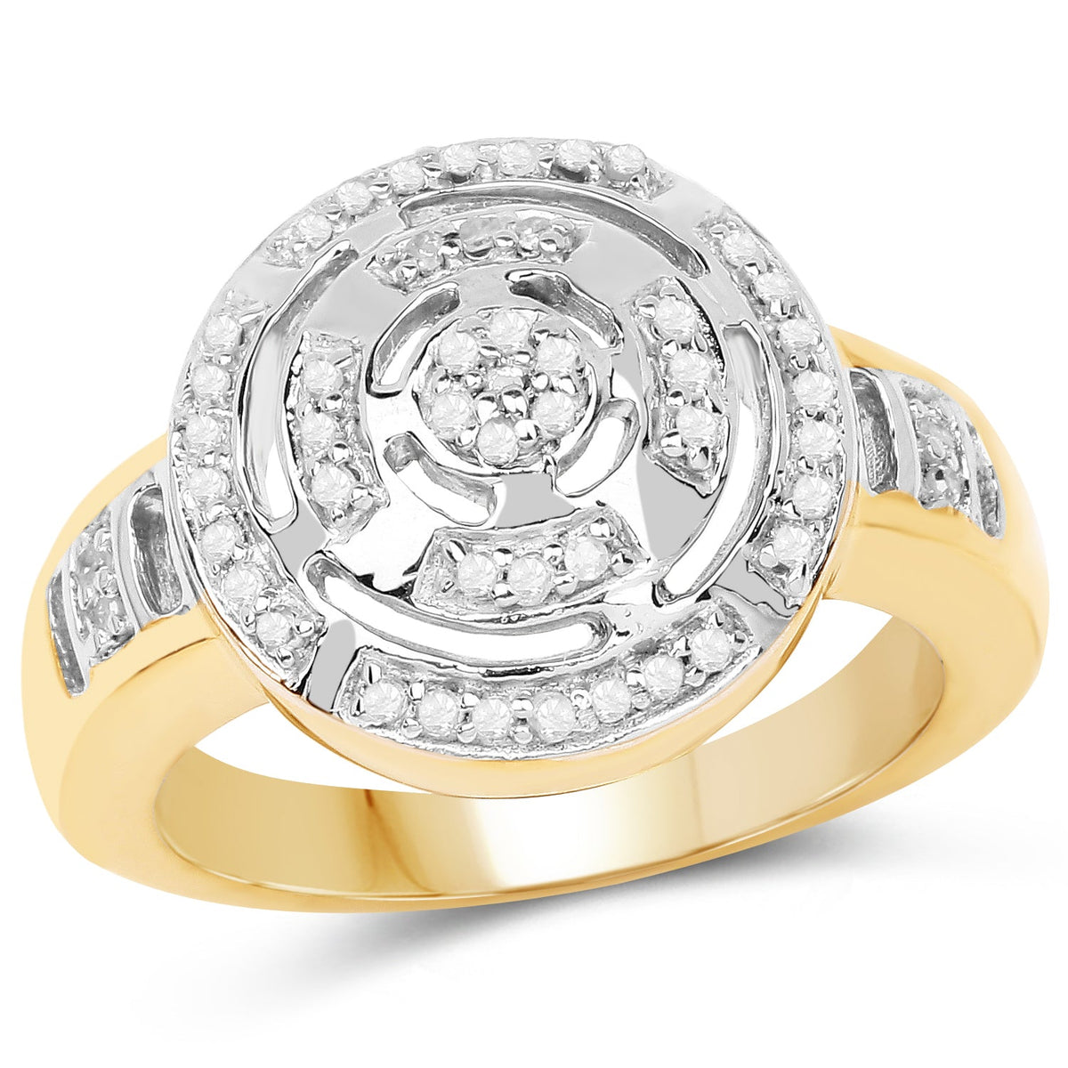 Anillo de plata de ley .925 chapado en oro amarillo de 14 quilates con diamante blanco genuino de 0,21 quilates