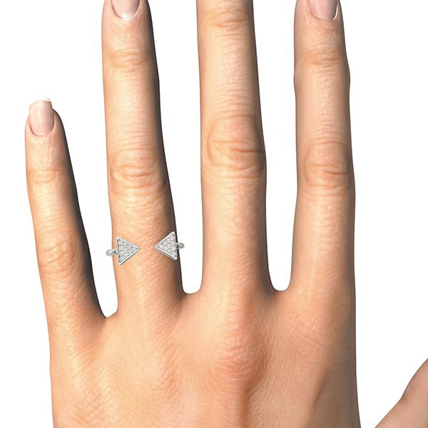 Anillo abierto de oro blanco de 14k con punta de flecha y diamantes (1/5 cttw)
