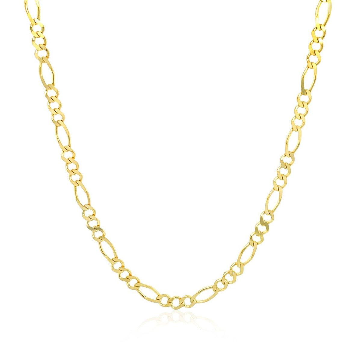 Cadena de Eslabones Figaro Sólida de Oro Amarillo de 14k y 2.8mm