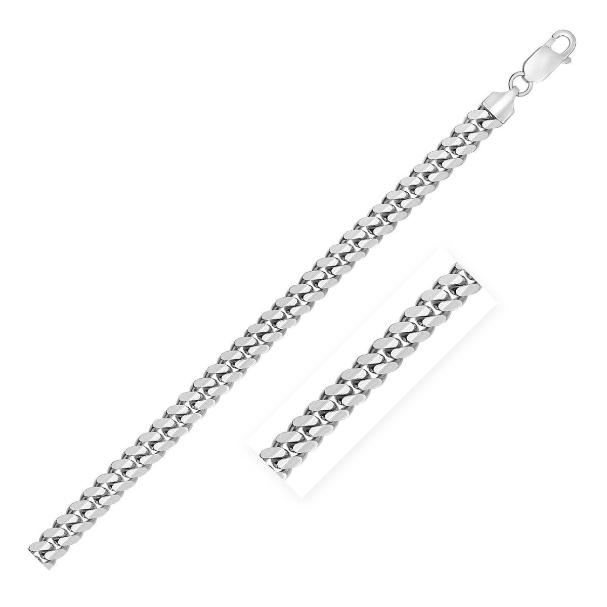 Cadena Cubana Miami de Plata Esterlina con Baño de Rodio 6.2mm