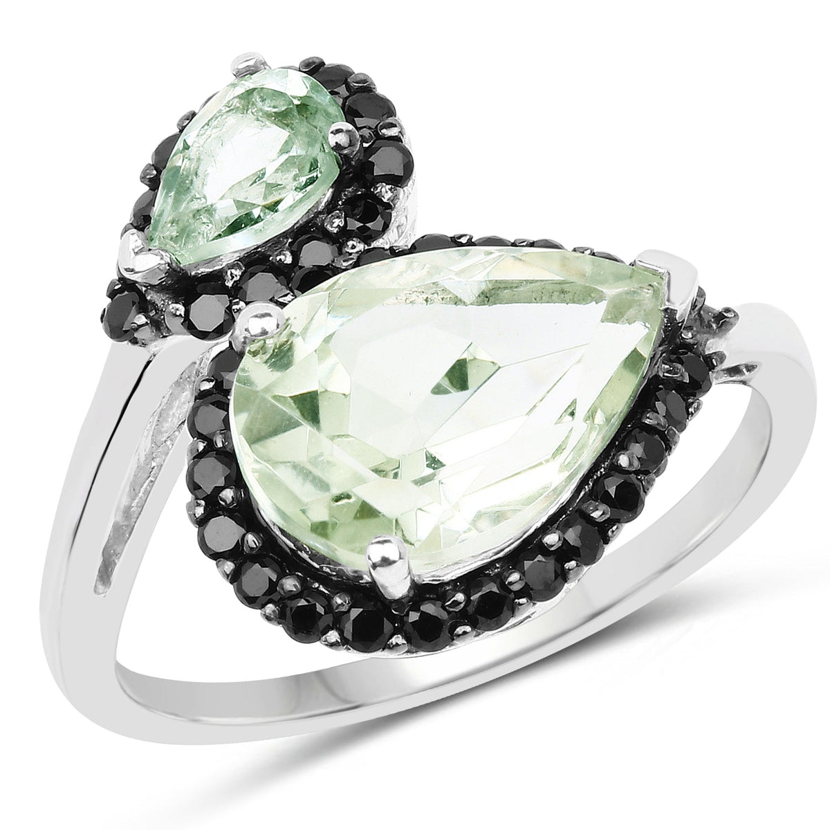 Anillo de plata de ley .925 con varias piedras auténticas de 3,42 quilates