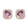 18K Rose Gold 3/8 Cttw Diamond and 11x11mm Clover-Cut Purple Amethyst Gemstone Clover Halo Stud Earrings (G-H Color, SI1-SI2 Clarity)
