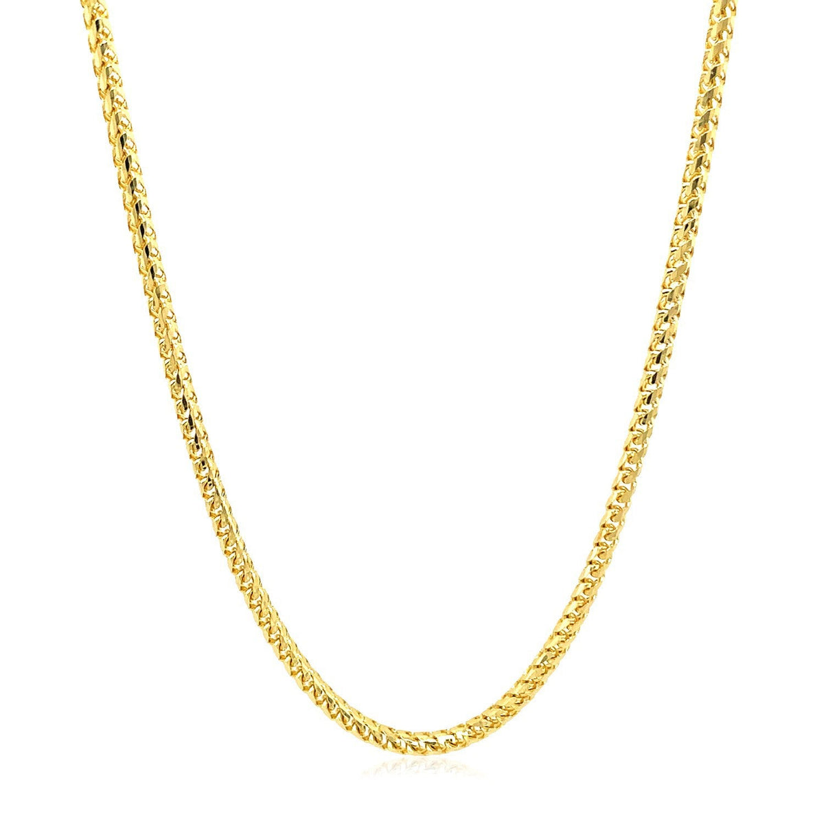 Cadena Franco redonda de 2.2mm de oro macizo amarillo de 14k con corte de diamante