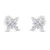 14K White Gold Marquise Diamond Flower Stud Earring (1.00 cttw, H-I Color, SI1-SI2 Clarity)