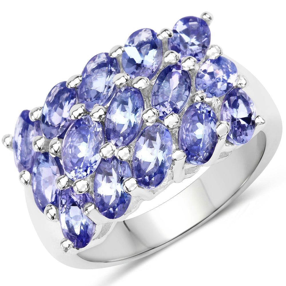 Anillo de plata de ley .925 con tanzanita auténtica de 3.75 quilates