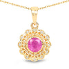 0.59 Carat Genuine Ruby and White Diamond 14K Yellow Gold Pendant