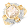 Anillo de plata de ley .925 chapado en oro amarillo de 14 quilates con rutilo dorado genuino y citrino de 4,07 quilates