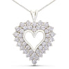 925 Sterling Silver 4.0 Cttw Diamond Two Row Open Heart 18