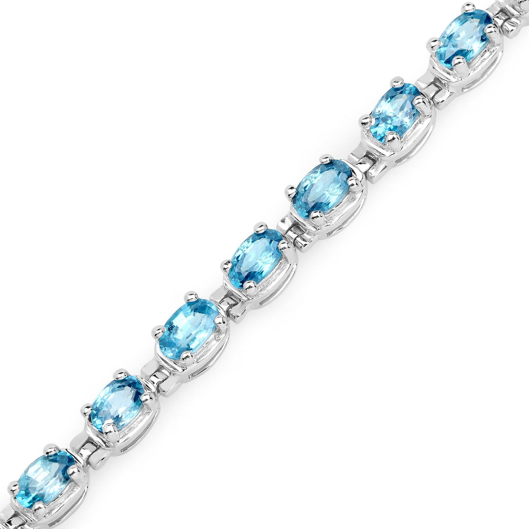 Pulsera de plata de ley .925 con circón azul genuino de 7,92 quilates
