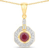 1.57 Carat Genuine Ruby and White Zircon .925 Sterling Silver Pendant