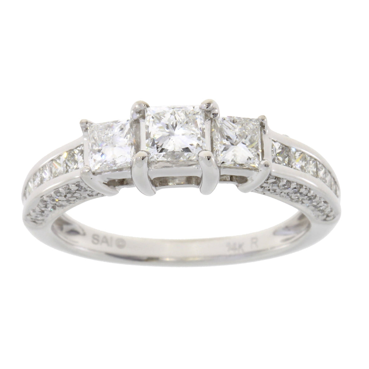 Genuine 1.50ct Diamond 3 Stone Ring 14KT White Gold
