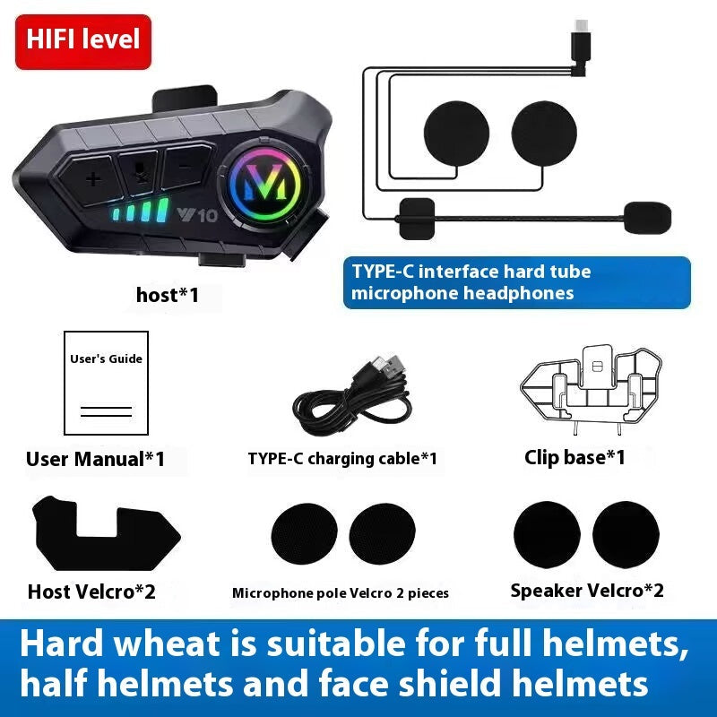 Helmet Attachable Bluetooth Headset Intercom Built-in Integrated Waterproof Motorcycle Take-out Rider Full Face Helmet Half Helmet High Sound Quality