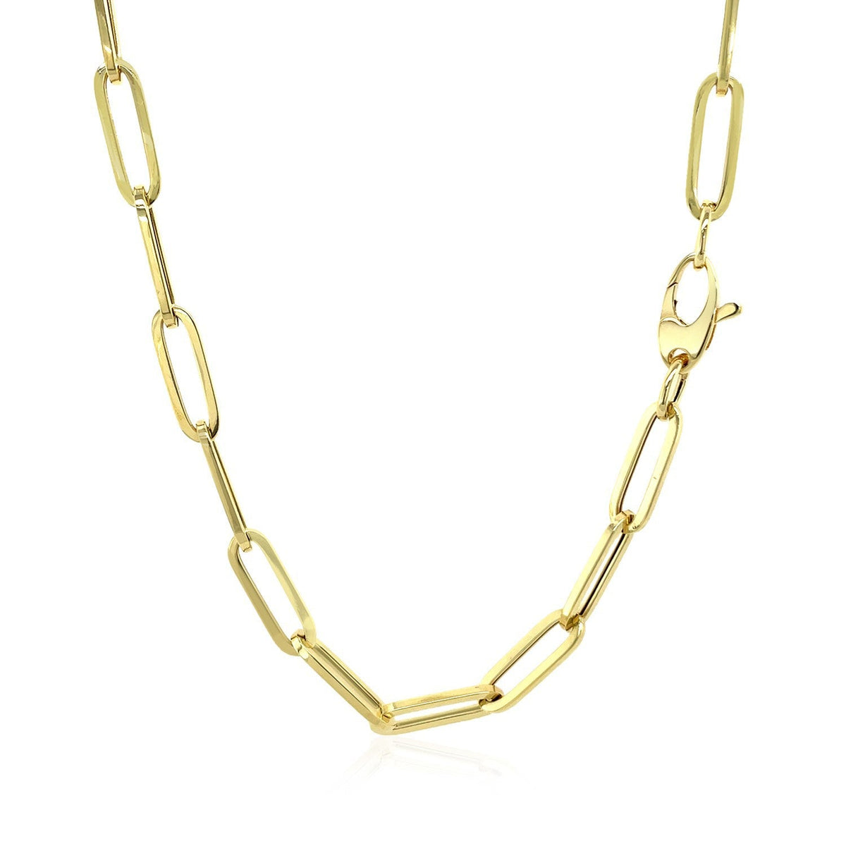Cadena de eslabones ovalados gruesos de oro amarillo de 14K (4.2 mm)