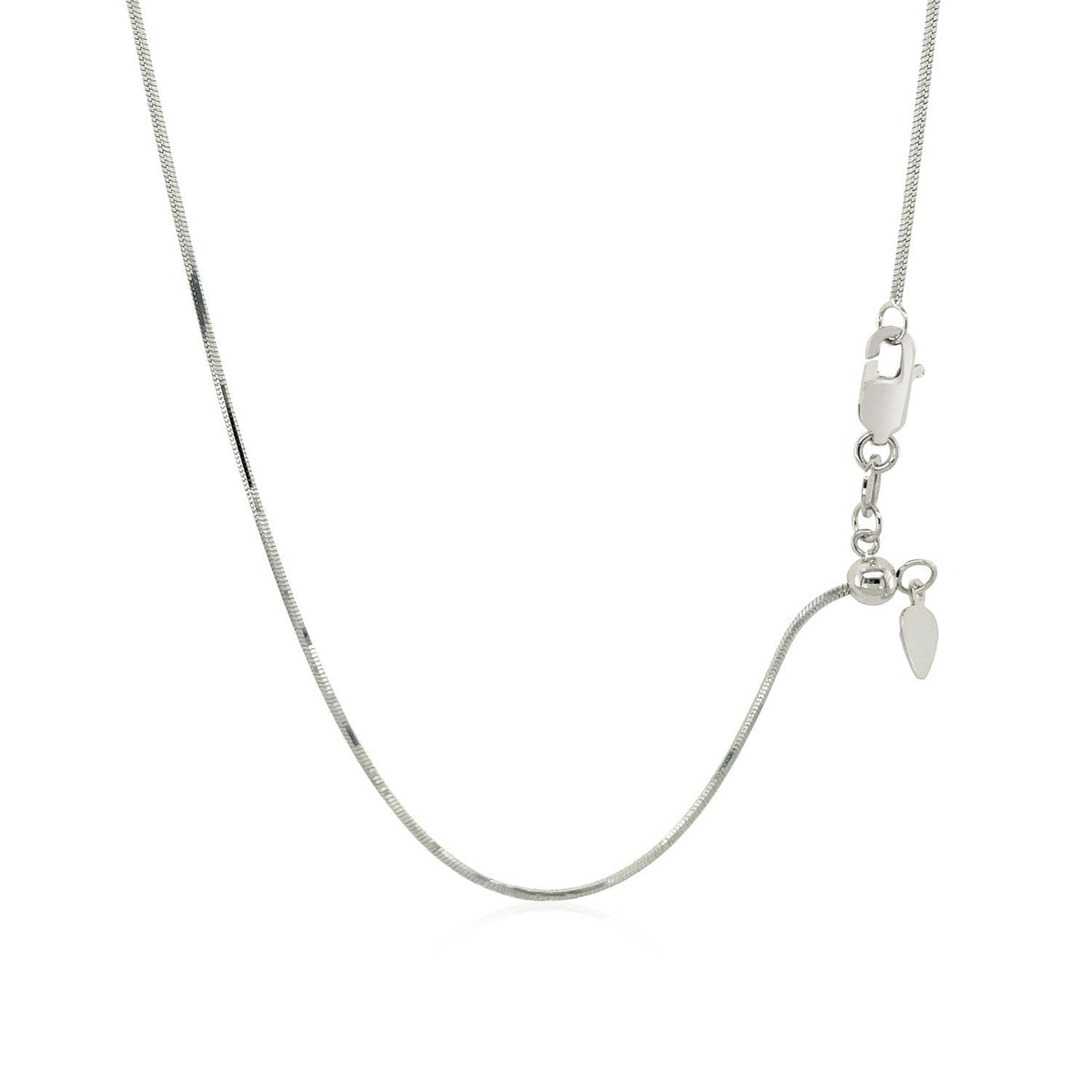 Cadena de serpiente ajustable de oro blanco de 14k y 0.85mm