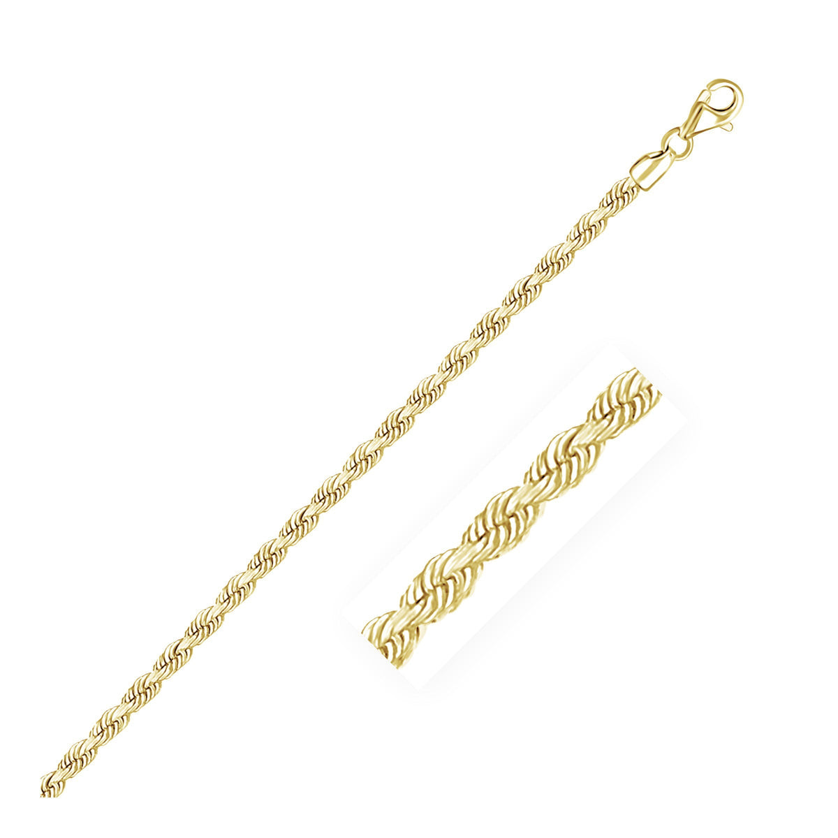 Cadena de oro amarillo macizo de 10k de 3.0mm con corte diamante
