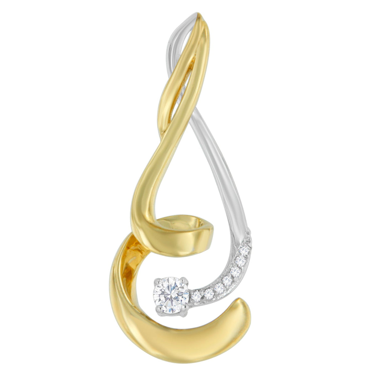 Collar con colgante de espiral de oro bicolor de 10 quilates con diamantes de talla redonda de 0,10 cttw (I-J, I2-I3)