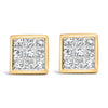 14K Yellow Gold 1.0 Cttw Princess Cut Diamond Composite Stud Earrings with Screw Backs (J-K Color, SI1-SI2 Clarity)