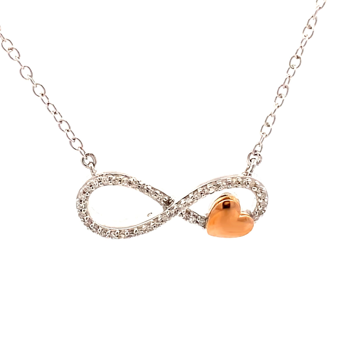 Dije Corazón de Diamante Amor Plata de Ley Oro 14KT