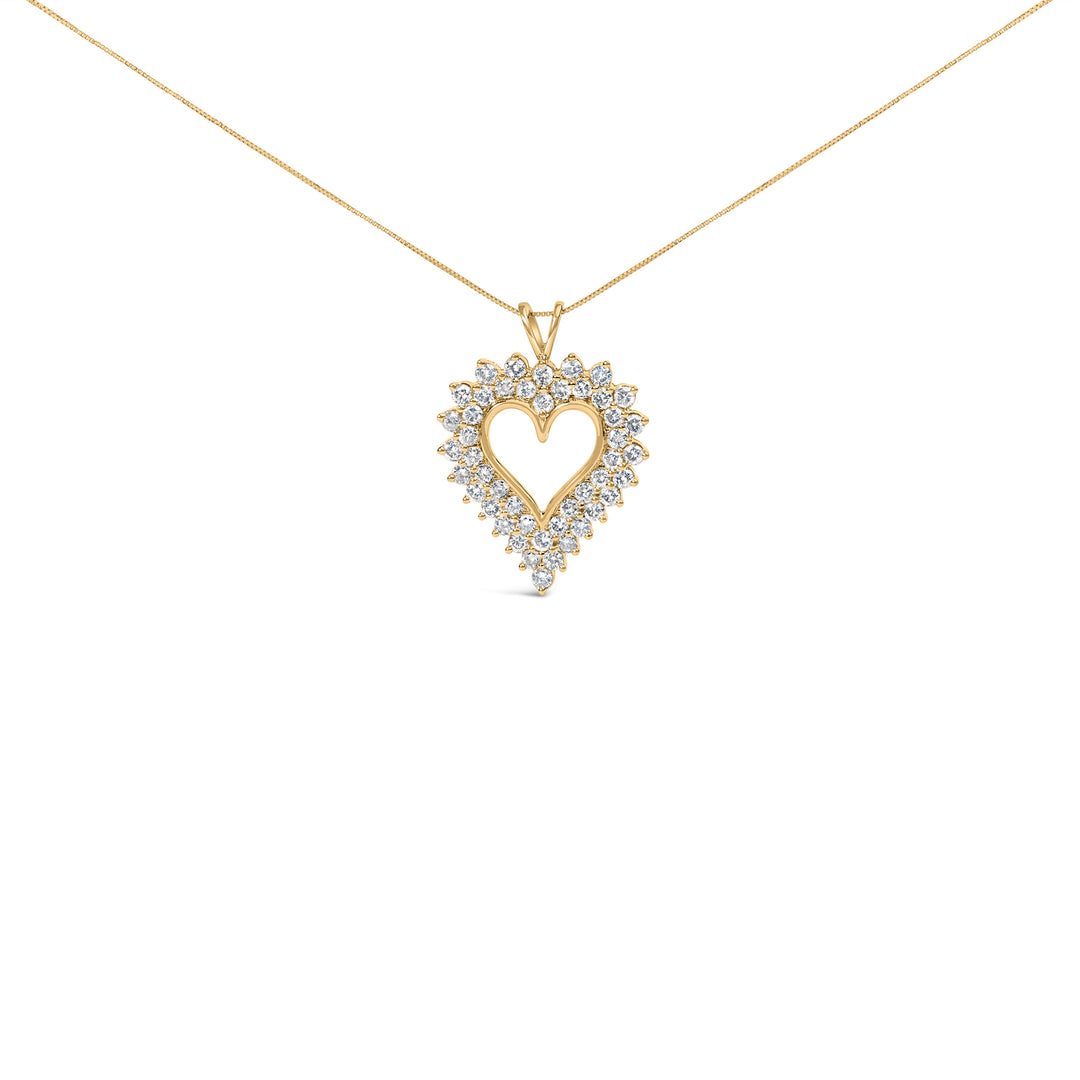 14K Yellow Gold Plated .925 Sterling Silver Brilliant-Cut Diamond Open Heart 18" Pendant Necklace (K-L Color, I1-I2 Clarity)