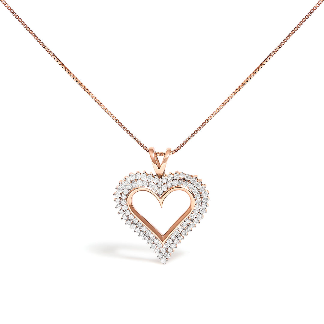 .925 Sterling Silver 1.00 Cttw Diamond Heart 18" Pendant Necklace (I-J Color, I2-I3 Clarity)