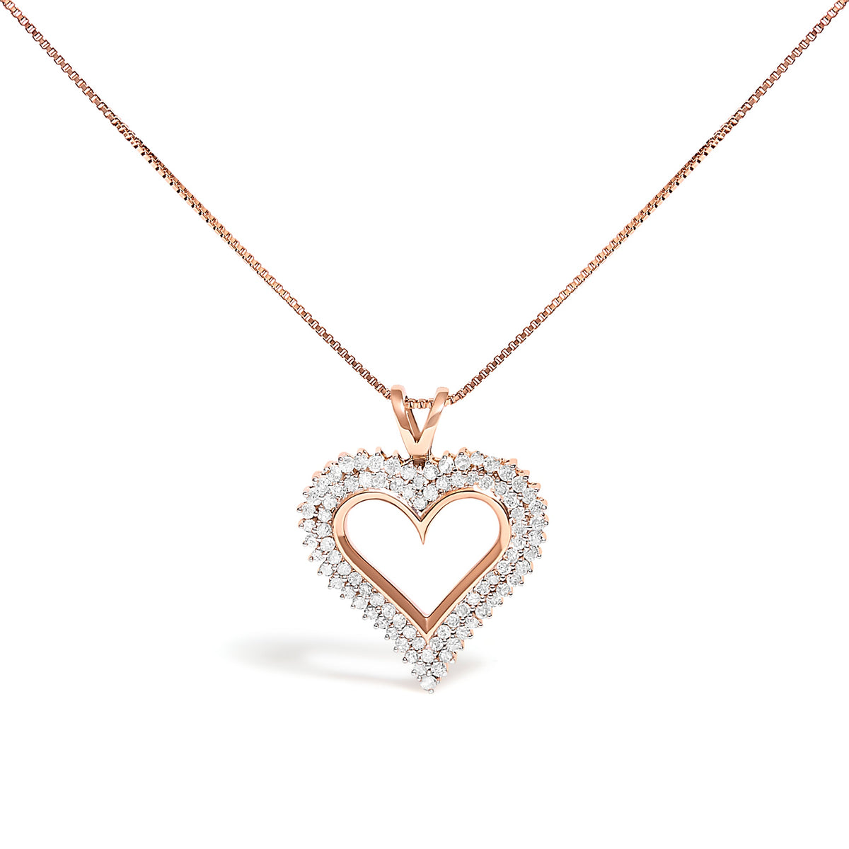 Collar con colgante de corazón de diamante de 1,00 quilates de plata de ley .925 de 45,72 cm (color I-J, claridad I2-I3)
