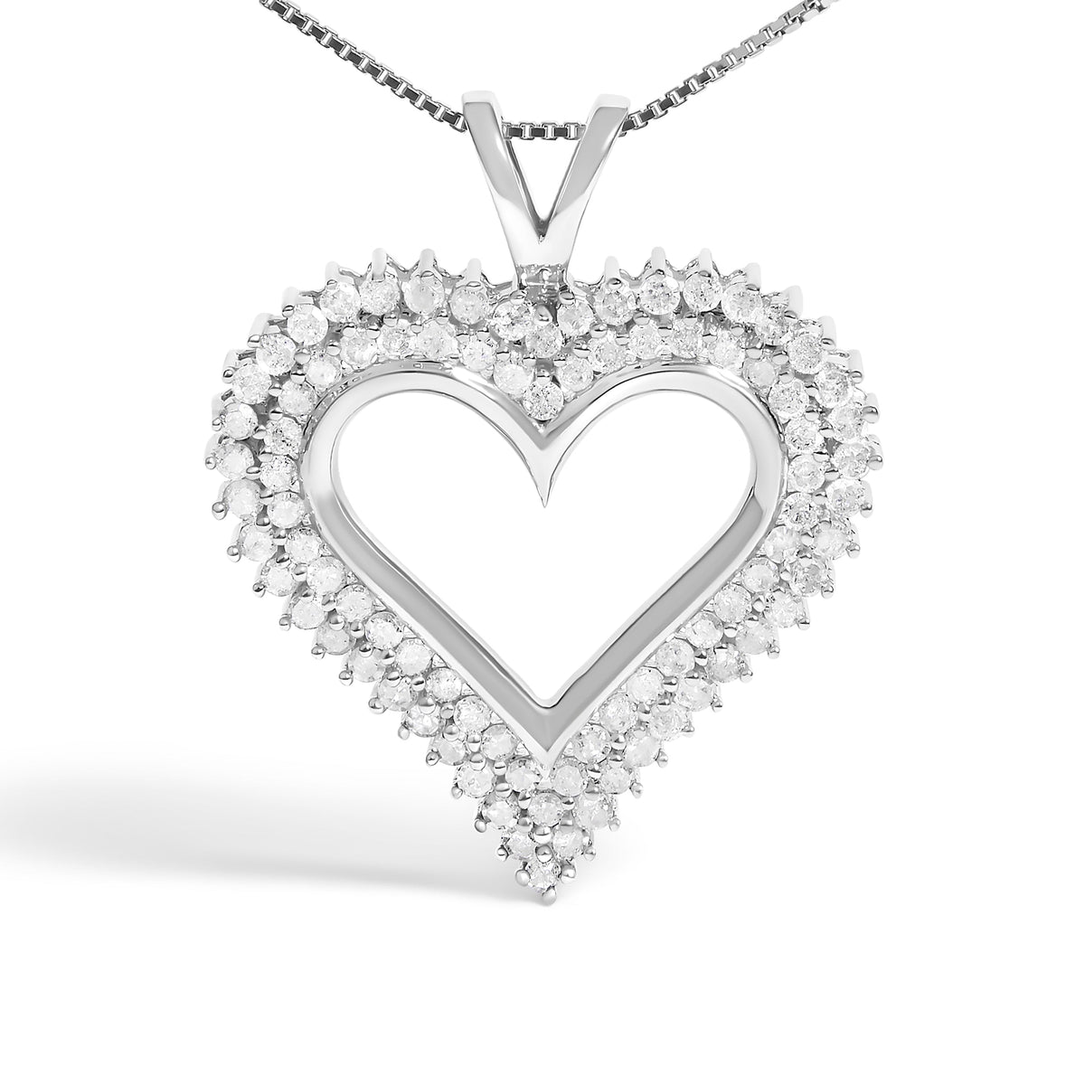 Collar con colgante de corazón de diamante de 1,00 quilates de plata de ley .925 de 45,72 cm (color I-J, claridad I2-I3)