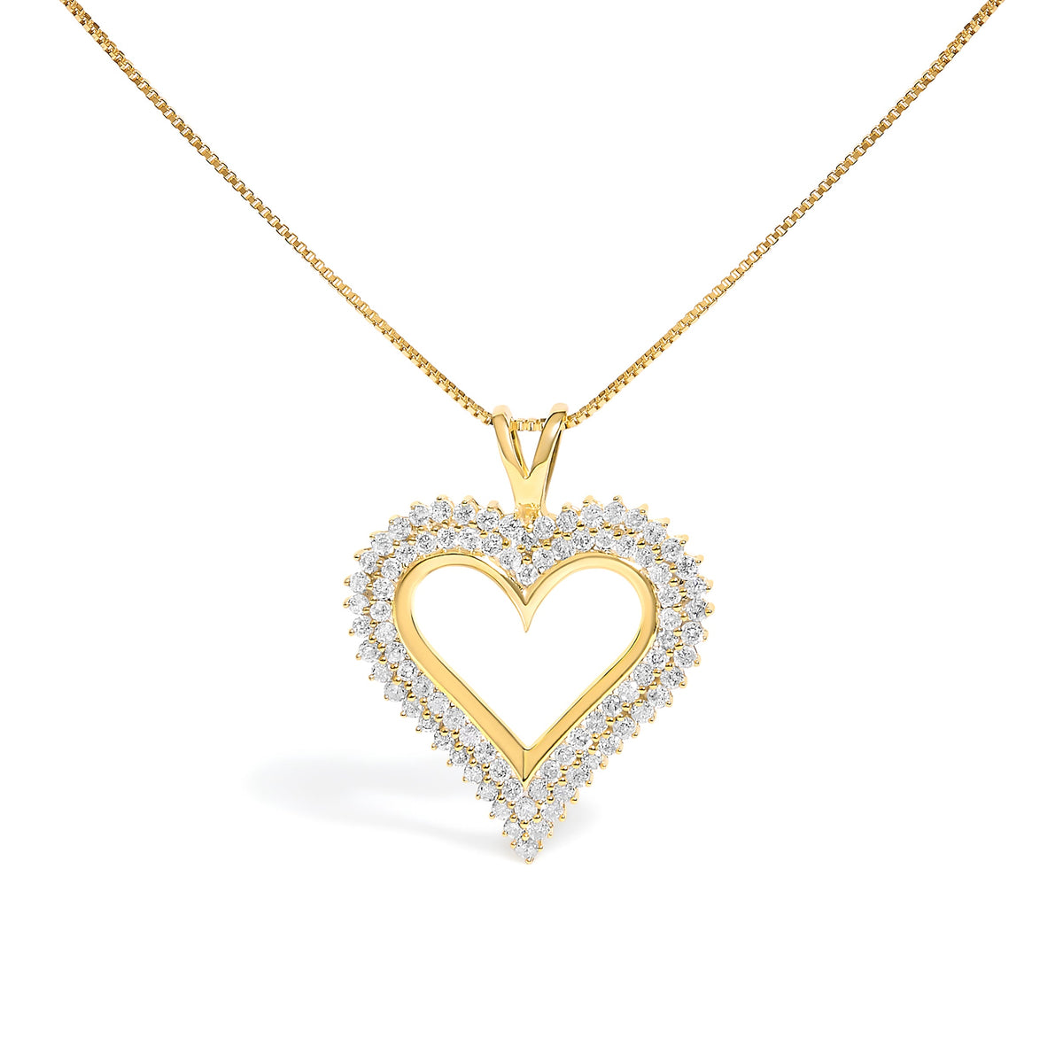 Collar con colgante de corazón de diamante de 1,00 quilates de plata de ley .925 de 45,72 cm (color I-J, claridad I2-I3)