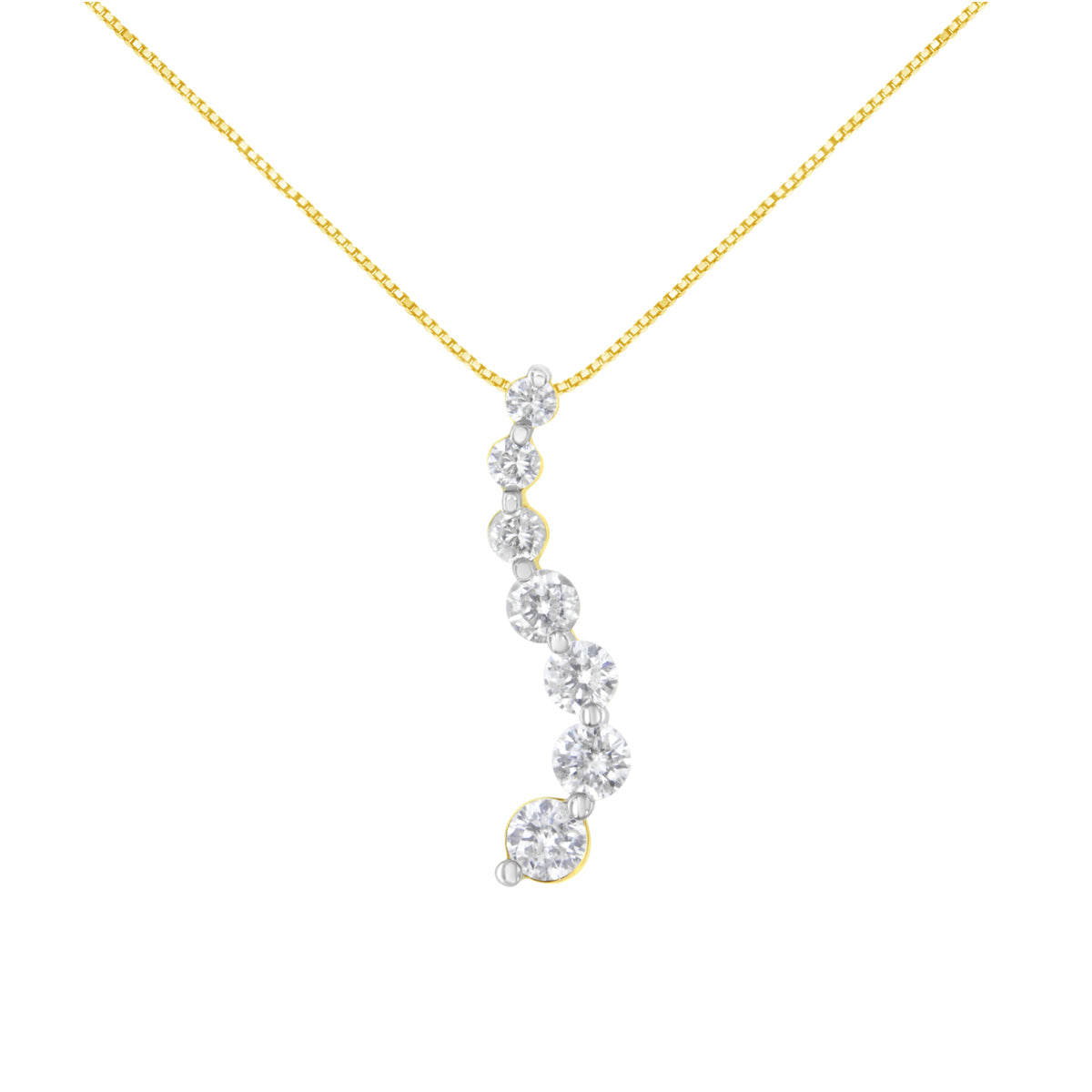 Collar con colgante AGS certificado, oro amarillo de 14 quilates, diamantes talla baguette y brillantes redondos de 2.0 quilates, estilo "journey", 45.72 cm (color F-G, claridad I1-I2)