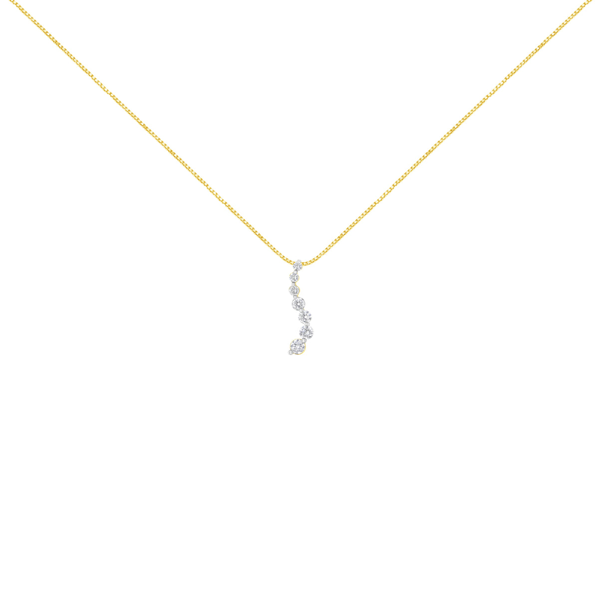Collar con colgante AGS certificado, oro amarillo de 14 quilates, diamantes talla baguette y brillantes redondos de 2.0 quilates, estilo "journey", 45.72 cm (color F-G, claridad I1-I2)