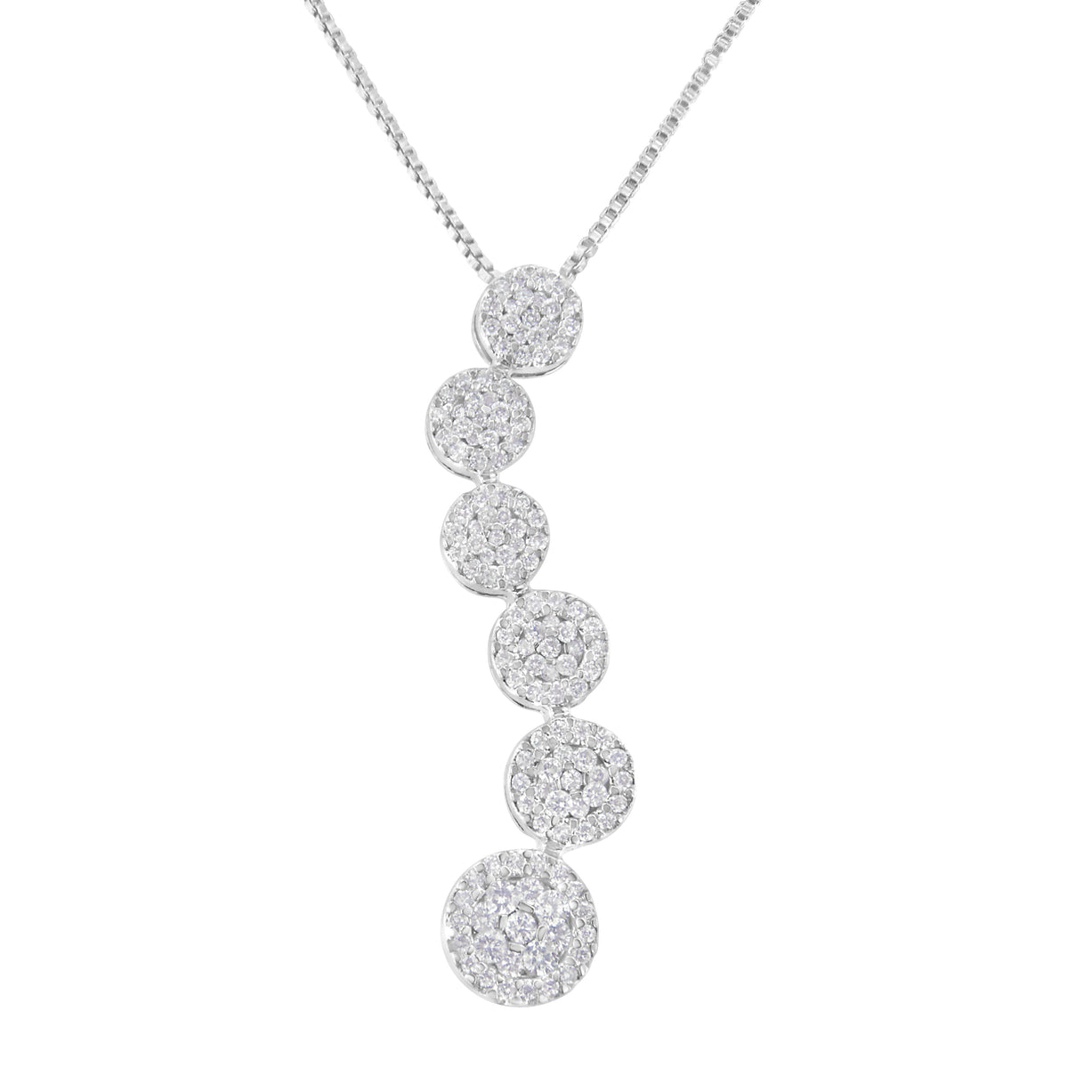 Collar con colgante de oro blanco de 14K con diamantes de 1 quilate en grupo (H-I, I1-I2)