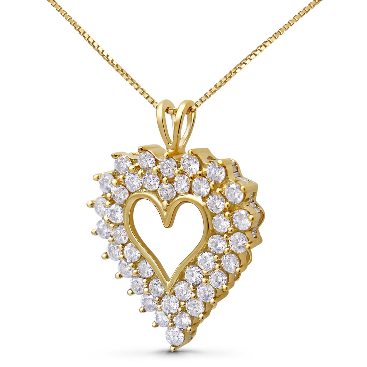 Collar con colgante de corazón de marco de sombra de diamante de 4,0 quilates de peso total en plata de ley 925 bañada en oro amarillo de 14 quilates, 45,72 cm (color J-K, claridad I1-I2)