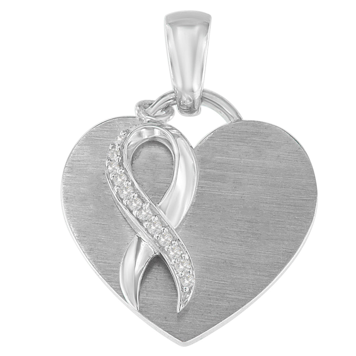 Collar con colgante de corazón de plata esterlina .925 con diamante de 1/10 cttw (H-I, I1-I2)