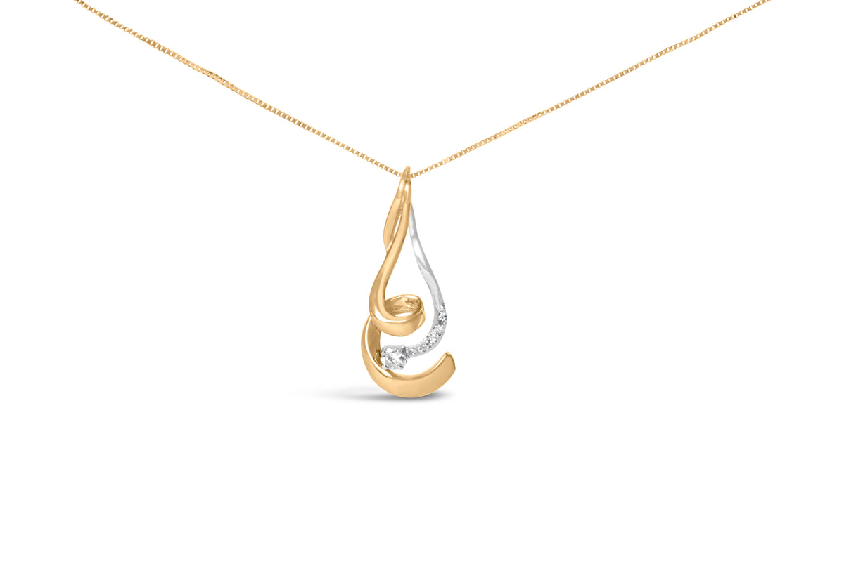 Collar con colgante de espiral de oro bicolor de 10 quilates con diamantes de talla redonda de 0,10 cttw (I-J, I2-I3)