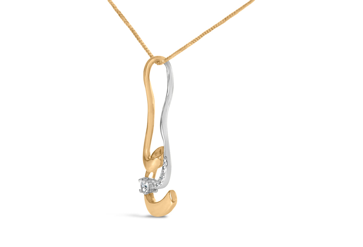Collar con colgante de espiral de oro bicolor de 10 quilates con diamantes de talla redonda de 0,10 cttw (I-J, I2-I3)