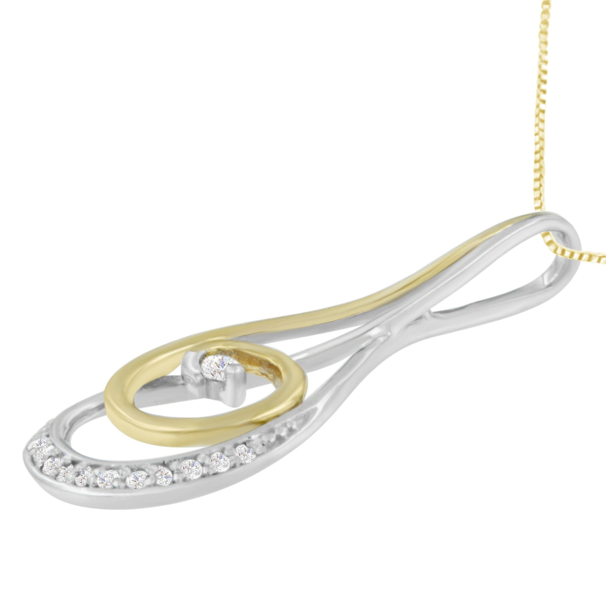 Espira 10K Oro Bicolor Corte Redondo Diamante Espumoso Espiral Colgante Collar (1/6 cttw, Color J-K, Claridad I2-I3)