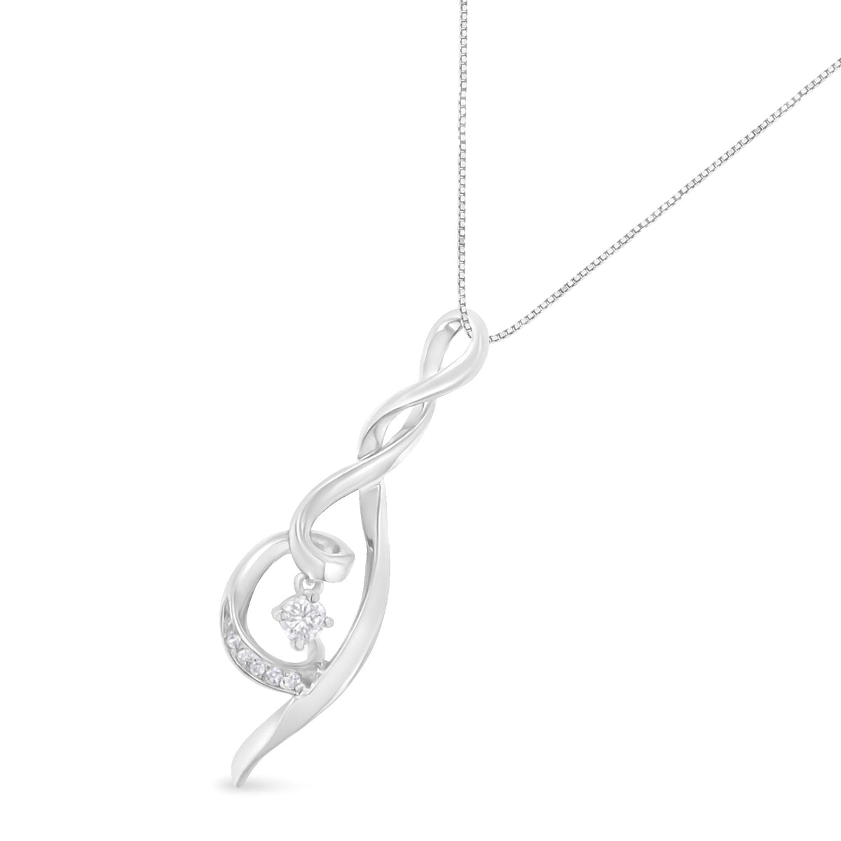 Collar con colgante de espiral de diamante Espira 10K oro blanco 1/10 cttw (I-J, I1-I2)