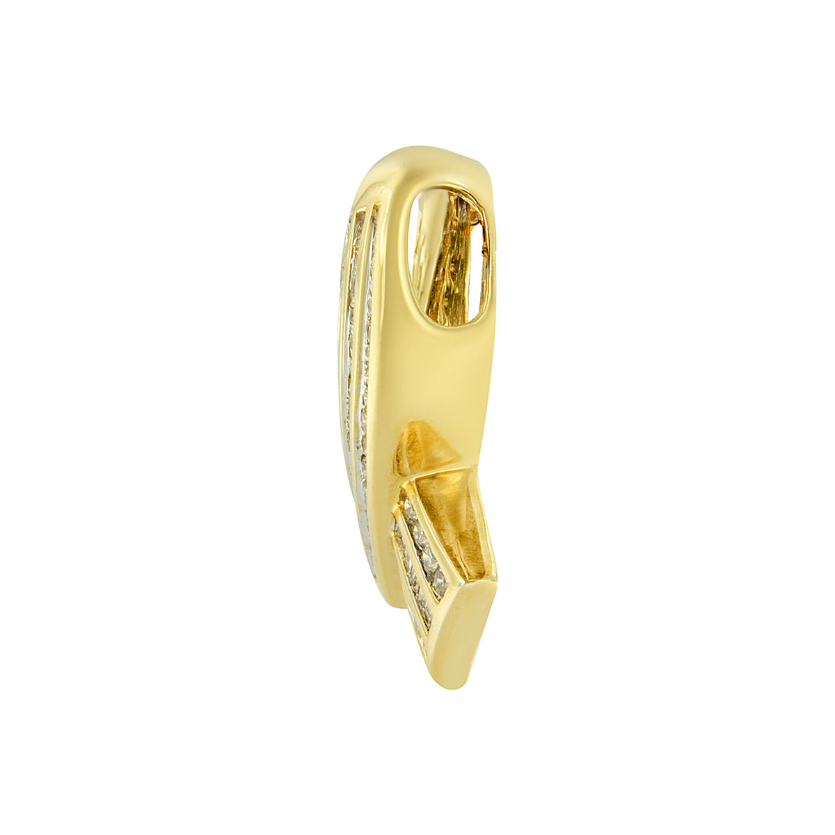 Collar con colgante de lazo de concientización con diamantes blancos de 2 5/8 cttw engastados en canal en oro amarillo de 14K (color G-H, claridad VS1-VS2) - SIN CADENA