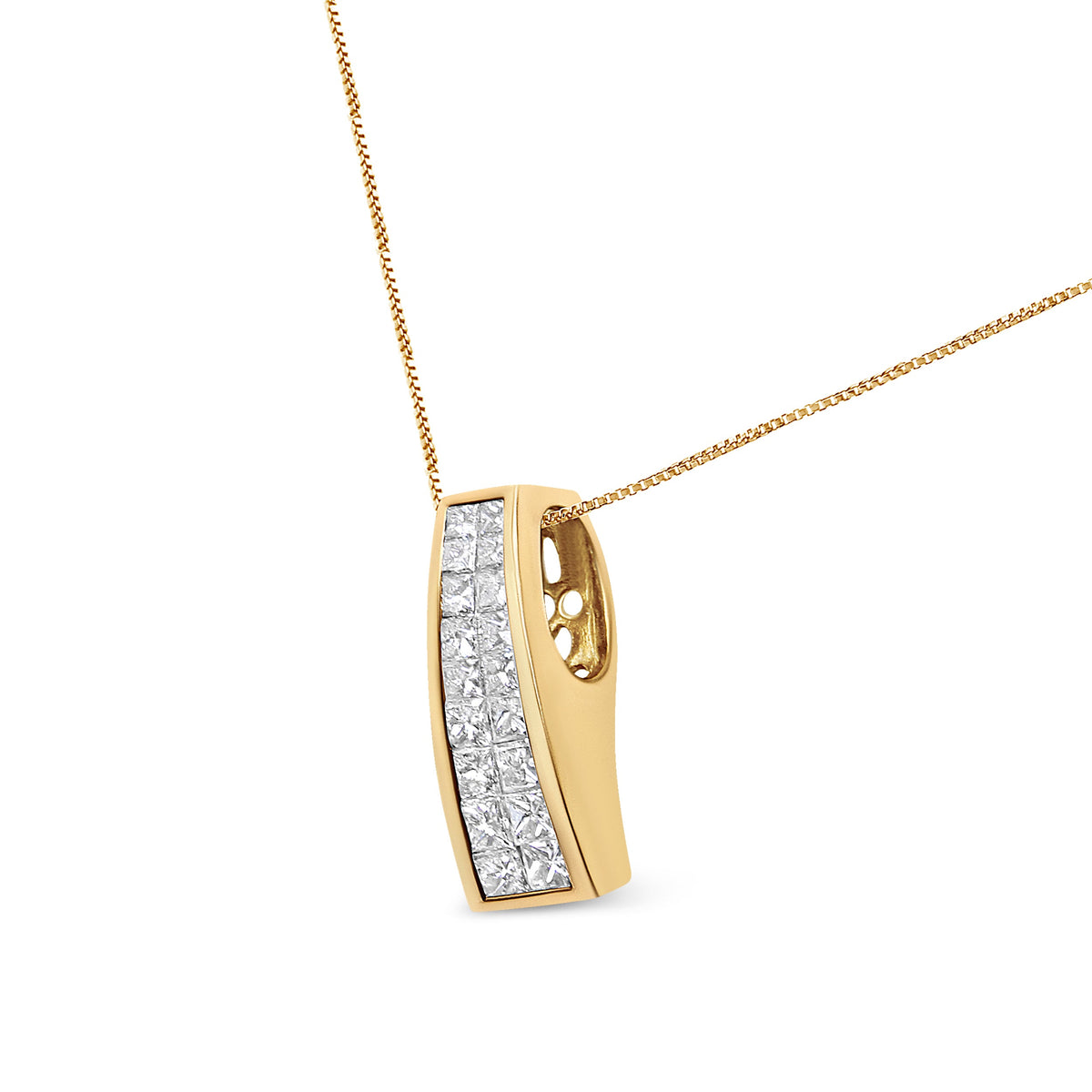 Collar con colgante de columna griega con diamantes de corte princesa de 1,5 ct en oro amarillo de 14K (G-H, VS1-VS2)