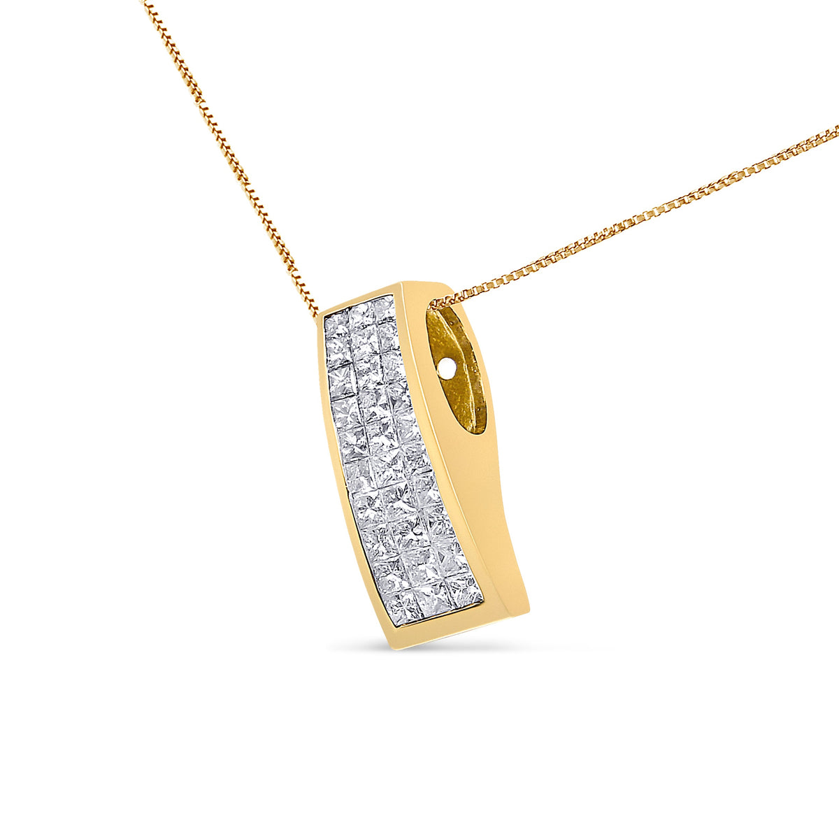 Collar con colgante de columna griega con diamantes de corte princesa de 1,5 ct en oro amarillo de 14K (G-H, VS1-VS2)