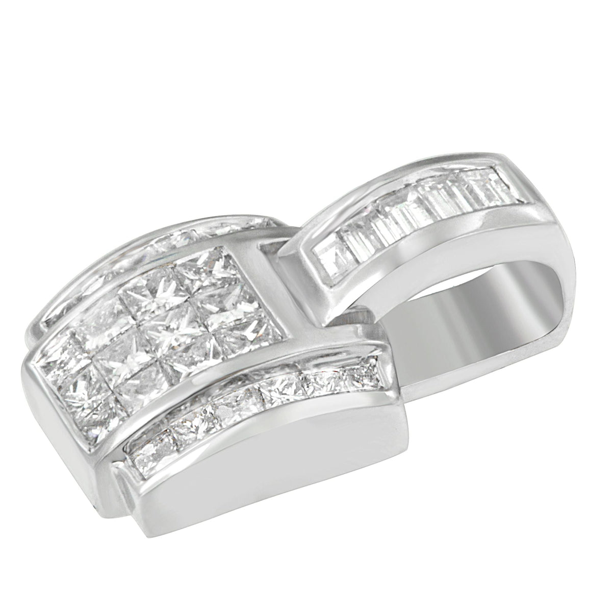 Colgante de oro blanco de 14K con diamante de corte princesa compuesto de 2 1/5 Cttw con fianza de diamantes (Color H-I, Claridad SI1-SI2) - CADENA NO INCLUIDA