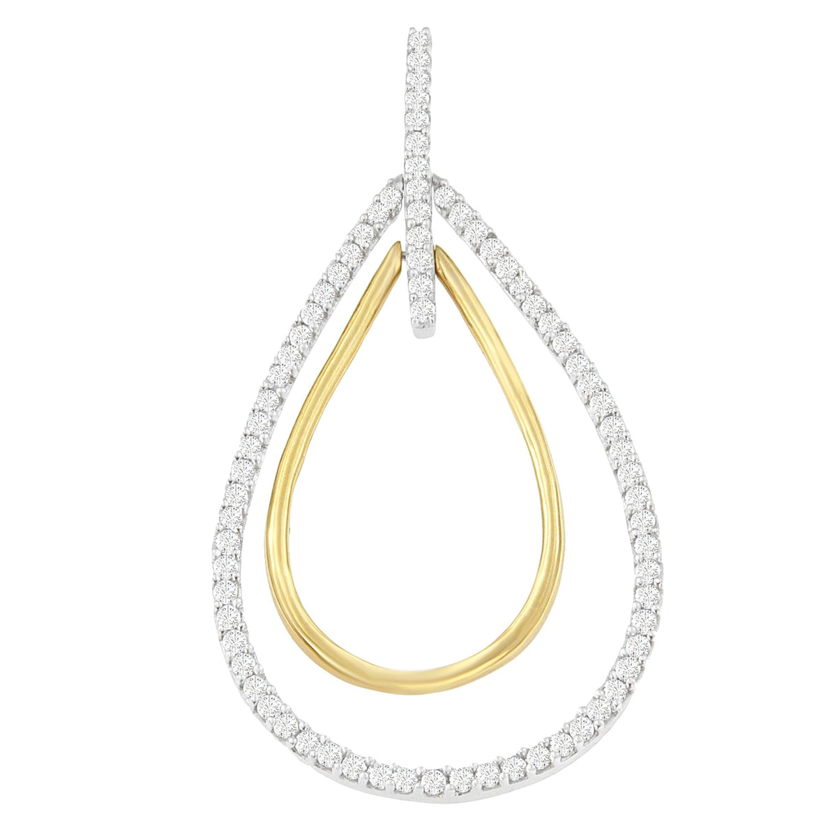 Collar con colgante de doble ráfaga de diamantes de talla redonda de oro bicolor de 14K (1,00 TCW, color H-I, claridad SI2-I1)