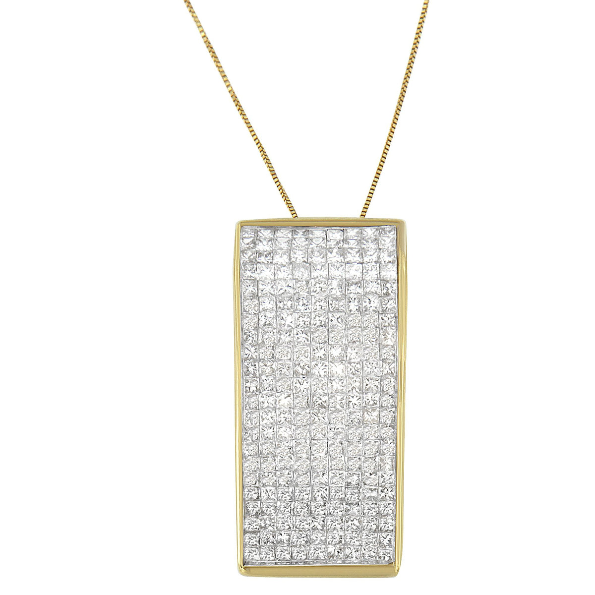 Collar con colgante de oro amarillo de 14 quilates con diamantes talla princesa (2 5/8 cttw, color H-I, claridad SI2-I1)
