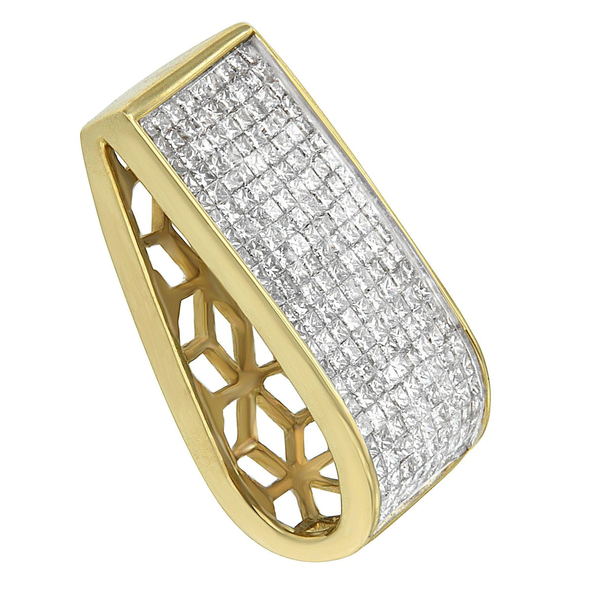 Collar con colgante de oro amarillo de 14 quilates con diamantes talla princesa (2 5/8 cttw, color H-I, claridad SI2-I1)