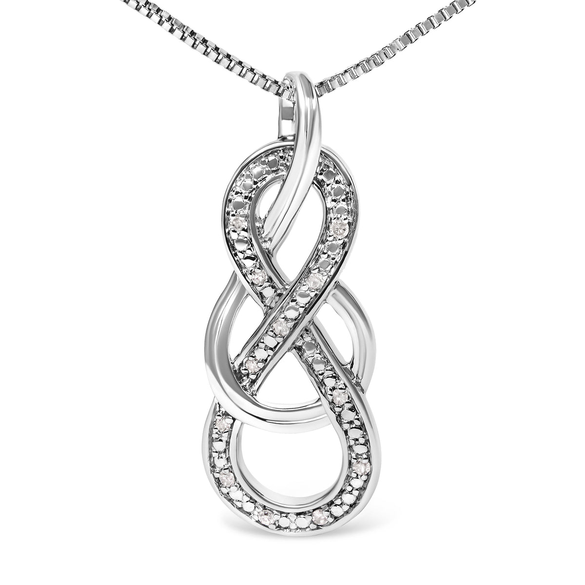 Collar con colgante de infinito entrelazado de plata de ley 925 y acento de diamante (color H-I, claridad I2-I3) - 18 pulgadas