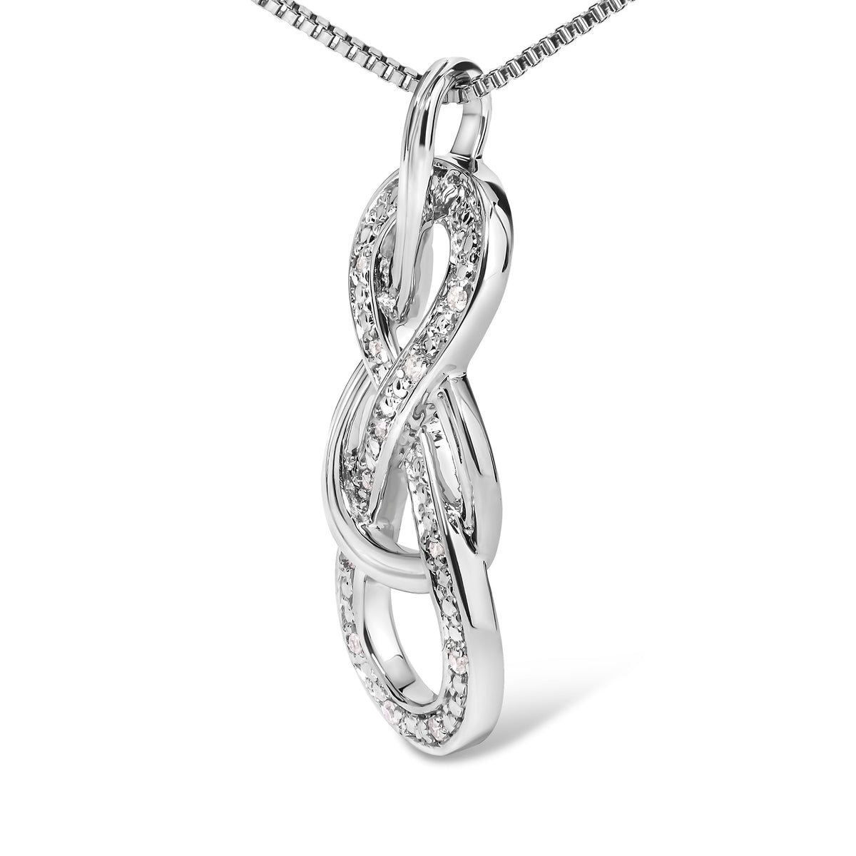 Collar con colgante de infinito entrelazado de plata de ley 925 y acento de diamante (color H-I, claridad I2-I3) - 18 pulgadas