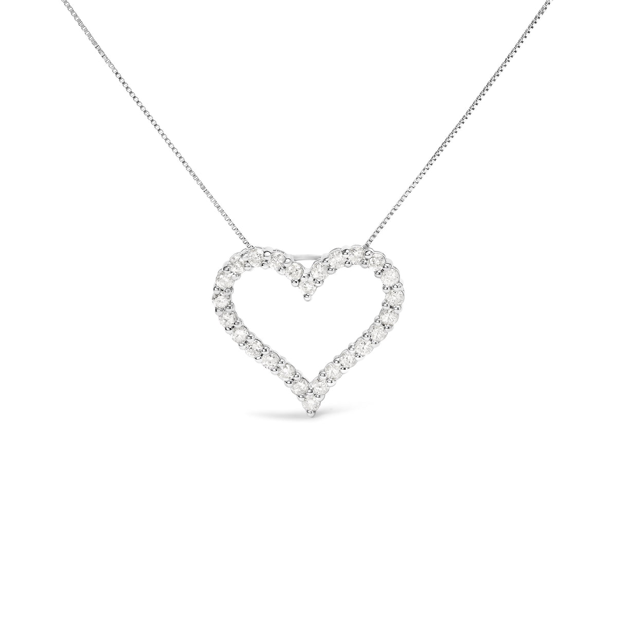 .925 Sterling Silver 2.0 Cttw Diamond Open Heart 18" Pendant Necklace (I-J Color, I2-I3 Clarity) - image 5 of 7