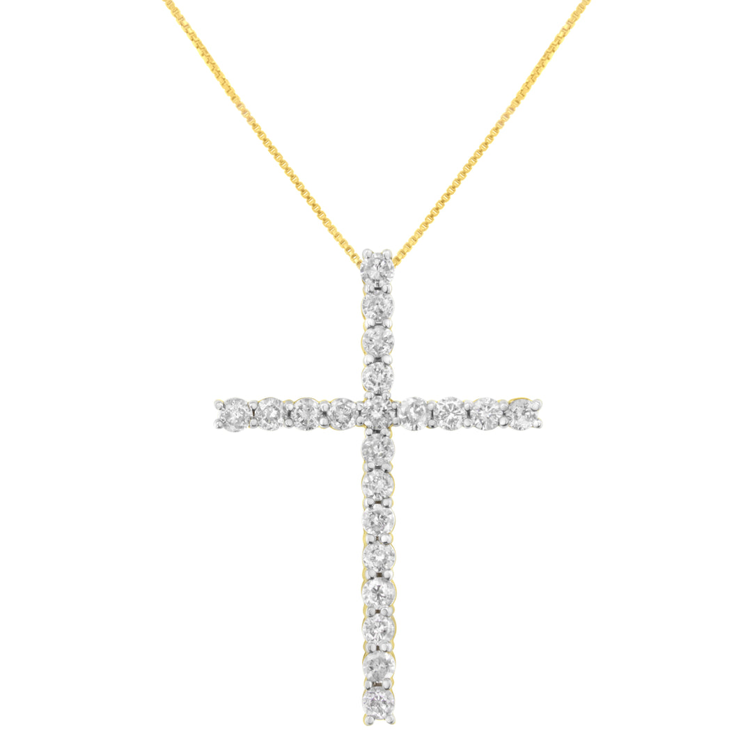 10K Yellow Gold Plated .925 Sterling Silver 4.0 Cttw Round Cut Diamond Cross Pendant Necklace (J-K Color, I1-I2 Clarity) - 18"